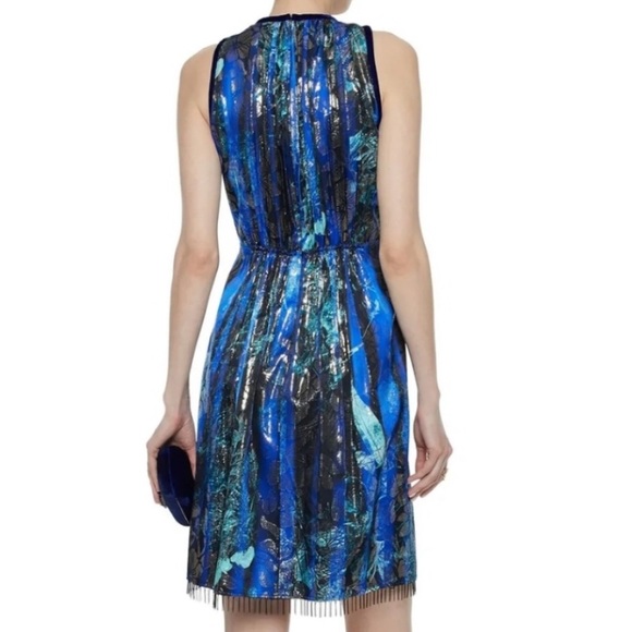 Elie Tahari Demitria Metallic Floral Print Dress - Picture 6 of 11